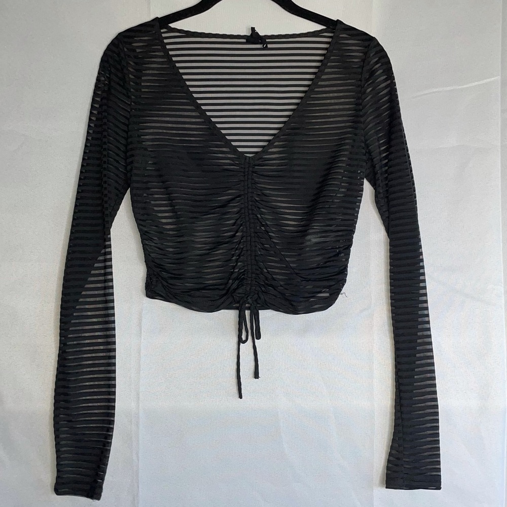 Striped Long Sleeve Crop Top
